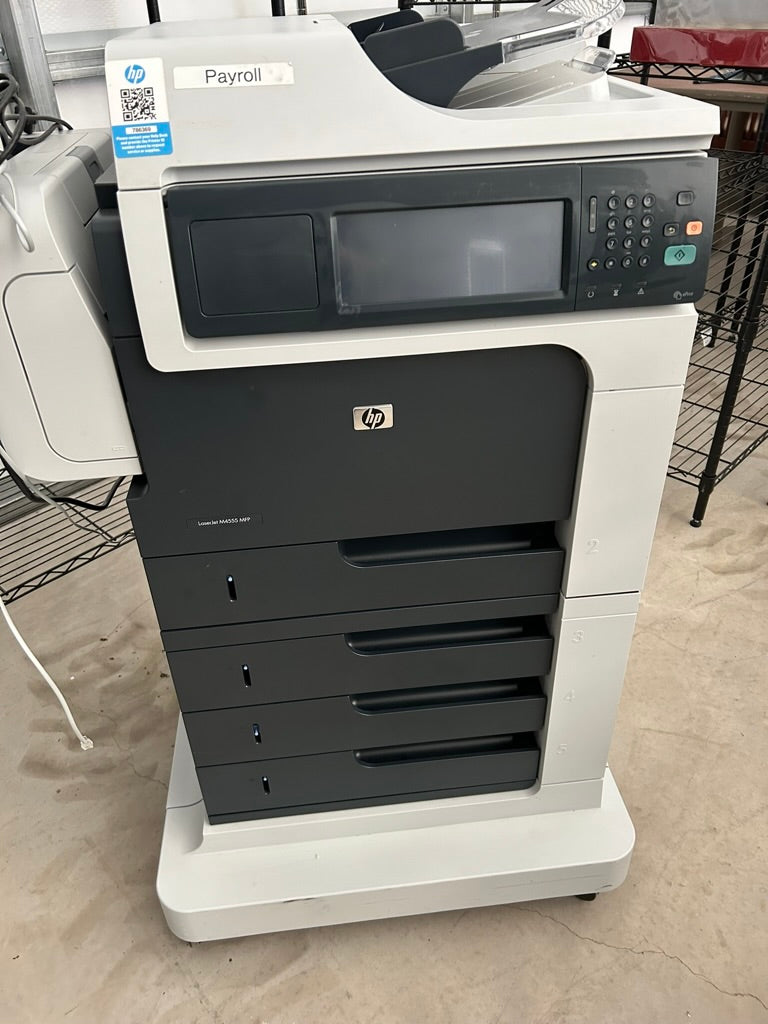 HP LaserJetM4555F all in one CE503A with extra trays/stand