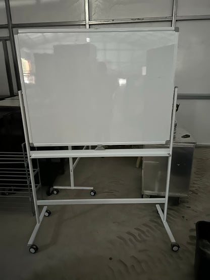 Superior essentials Mobile Dry Erase Whiteboard 47"x36". 6ft on stand.  double sided with easy flip feature