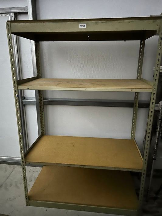 Heavy duty teardrop (boltless) metal shelving unit 2'x4'x6' with particle board shelves