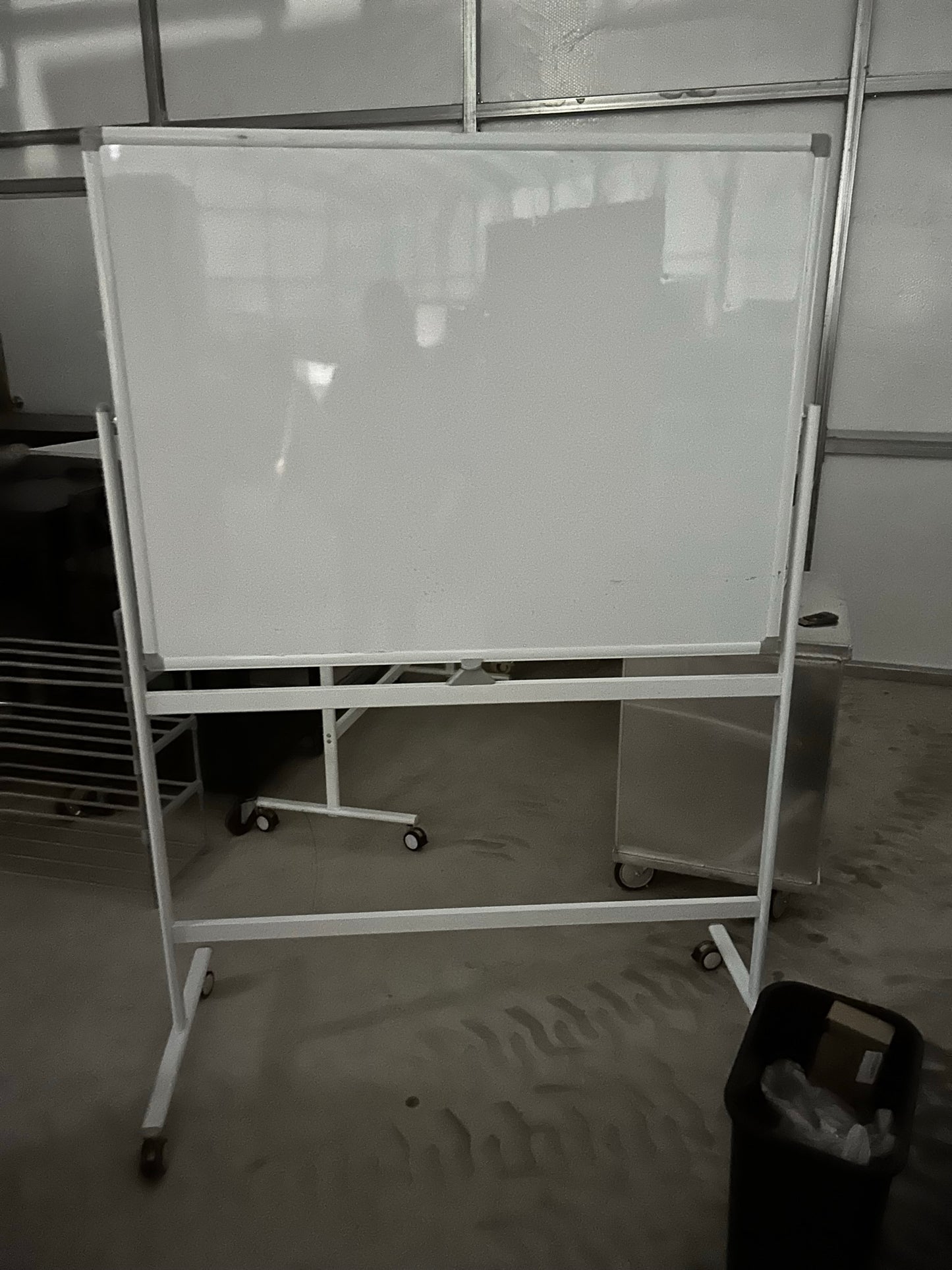 Superior essentials Mobile Dry Erase Whiteboard 47"x36". 6ft on stand.  double sided with easy flip feature