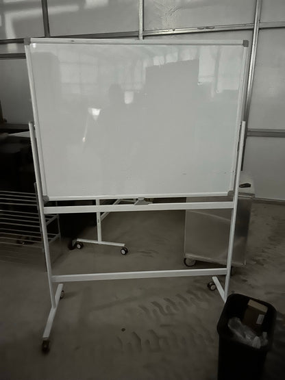 Superior essentials Mobile Dry Erase Whiteboard 47"x36". 6ft on stand.  double sided with easy flip feature