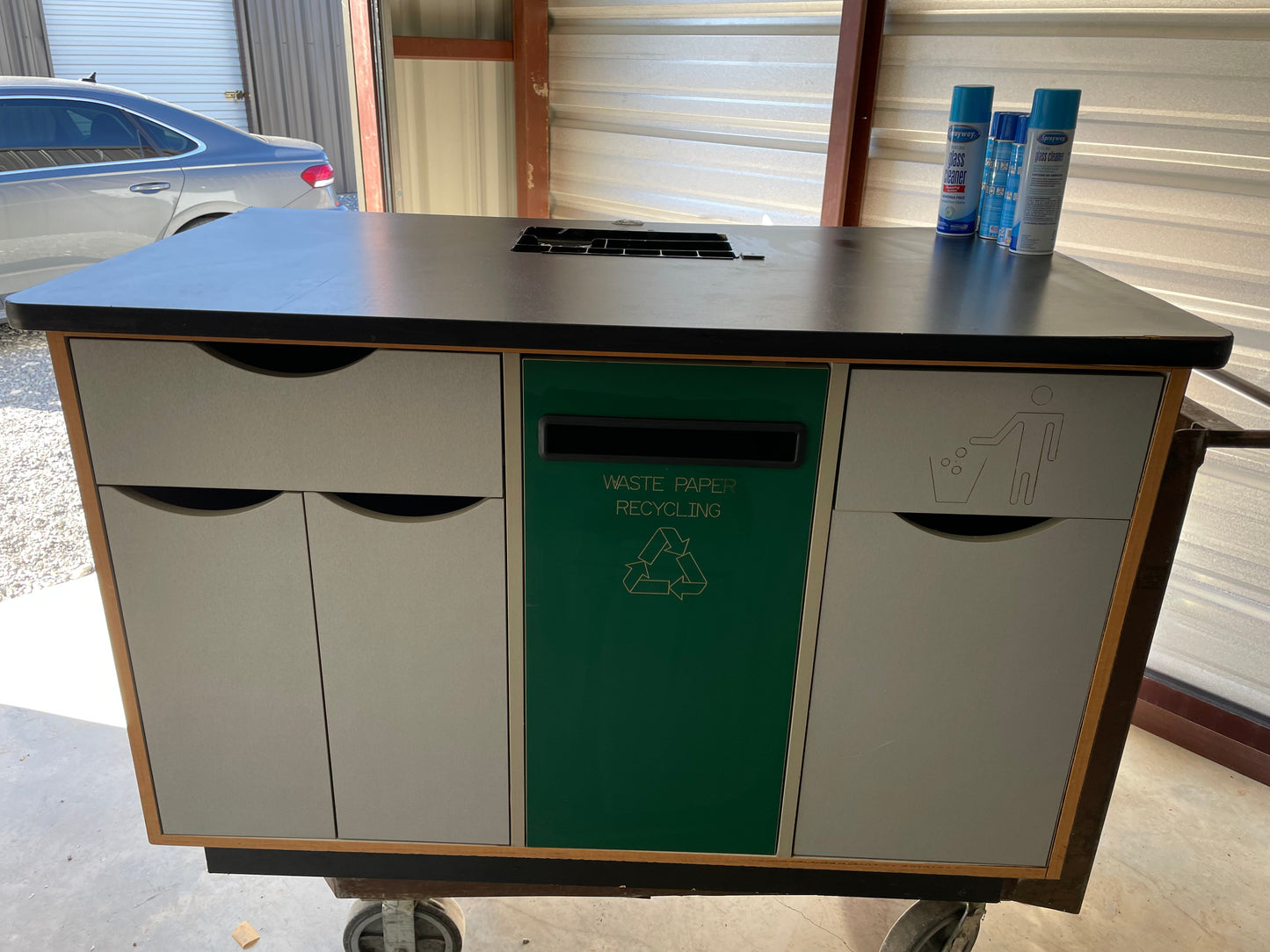 3-Bin Storage, Recycling and Trash Cabinet